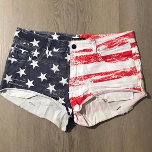 American Flag Jean Shorts